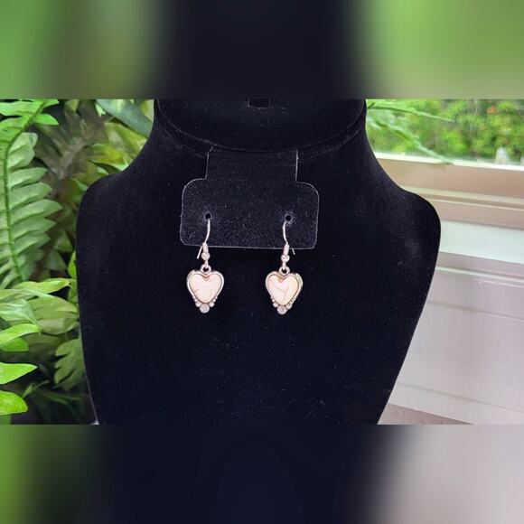 Silver & White Western Heart Earrings – Pierced Drop - Picture 5 of 6